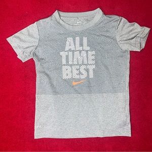 Gray Boys Size 6 Nike All Time Best Dri-Fit Athletic Short Sleeve Tee Tshirt